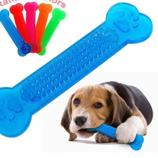 Teeth Cleaning Chew Bone For Dogs - Robust Rubber Teething Toy